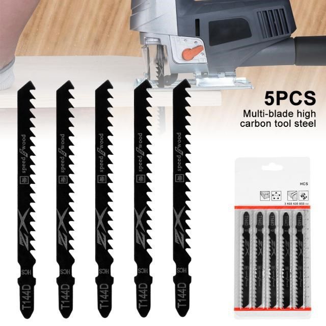 5pcs T-Shank Jigsaw Blades Curve Cutting Tool Kits For Wood