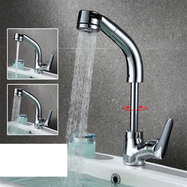 Kitchen Faucets Silver Single Handle Pull-Out Faucet Spray S