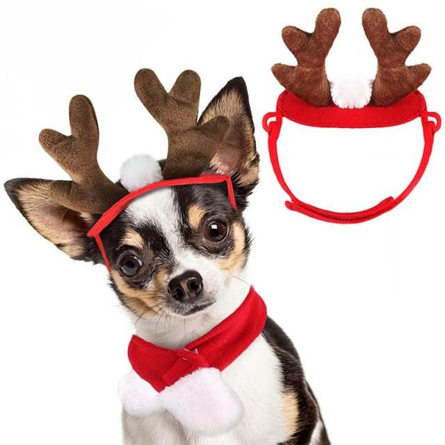 2021 Funny Pet Dog Cat Cap Costume Christmas Antlers Hat New