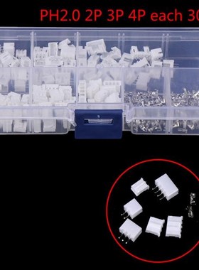 300pcs PH2.0 2P 3P 4 pin 2.0mm Pitch Terminal Kit JST Wire C