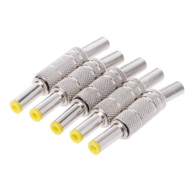5 Pcs/1 Set Silver Metal 5.5mmx2.1mm DC Power Male Plug Jack