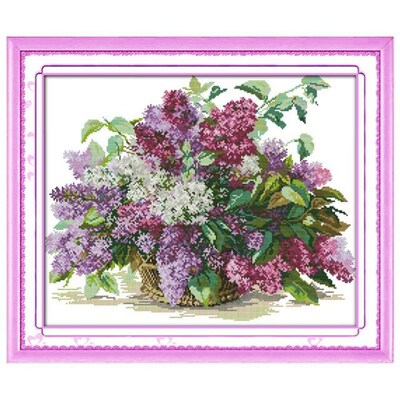 Lilac DIY Handmade Needlework Counted 14CT Printed Cross Sti