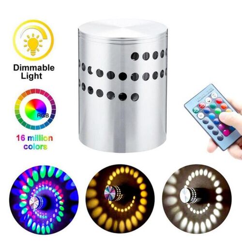 Colorful 3W RGB LED Spiral Wall Lamp Indoor Wireless Aluminu