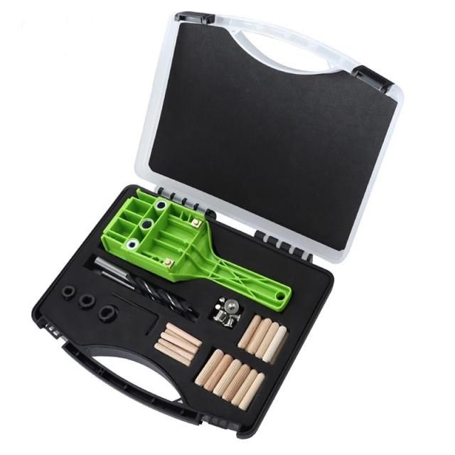 hand-held woodworking dowel jig hole punch set with storage