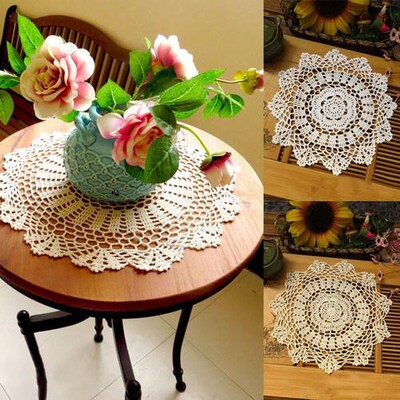 1PC Vintage Cotton Lace Coasters Flower Table Placemat Hand