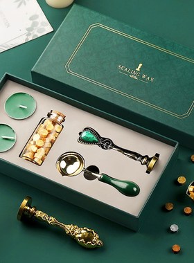 DIY Stamps Wax Seal Box Kit Detachable Stamp Spoon Set Seali