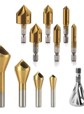 HSS Titanium Coating Countersink Drill Bit Set 5 Flutes Cham