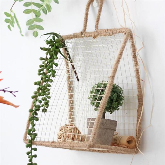 Creative Iron Wire Woven Wall Hanging Storage Basket Mesh Ar