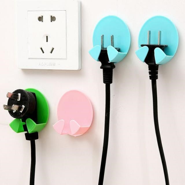 2PCS Power Plug Socket Jack Hook Hanger Organizer Rack Holde