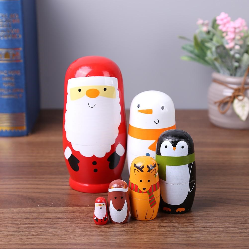5 Pcs/Set Wood Russian Nesting Matryoshka Dolls Set Toys Hom