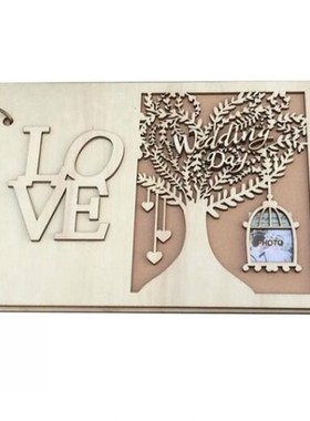 Wedding Guestbook Wooden Heart Hollow Engagement Guest Sign