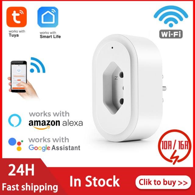 Tuya WiFi BR Smart Plug 10/16A 110-240V Adapter Wireless Rem