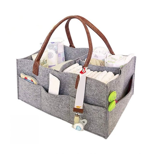 Baby Diaper Caddy Organizer Foldable Felt Storage Bag Portab