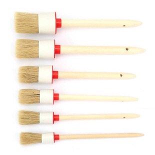 Gereedschap 6pcs Wooden Handle Car Detailing Brush Set Round