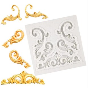 Sugarcraft Border Silicone Mold Baroque Scroll Relief Cupcak