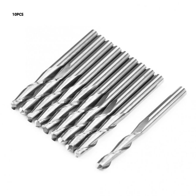 10PCS 3.175 x17mm Double Flutes Carbide Ball Nose End Mills