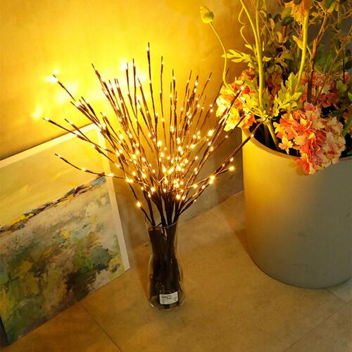 20 LED Bulbs Willow Branch Lights Lamp Natural Tall Vase Fil
