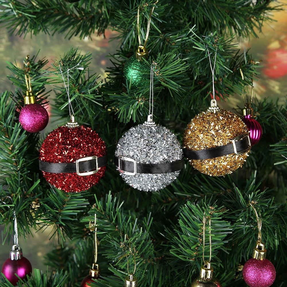 Christmas Tree Decor Ball Ribbon Belt Buckle Glitter Powder