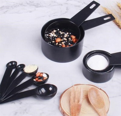 10pcs/set Eco-Friendly Plastic Black Measuring Cups And Spoo