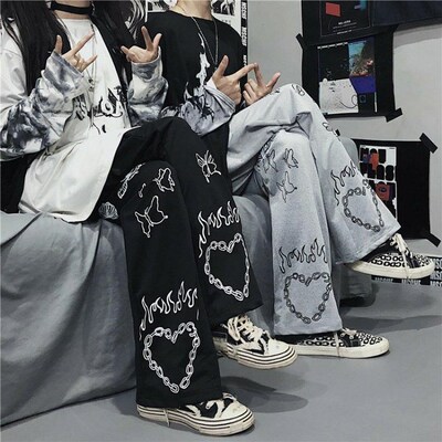 women pants streetwear gothic oversize Wide Leg Trousers Cas