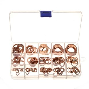 150pcs M6-M22 Assorted Copper Washer Gasket Set Flat Ring Se