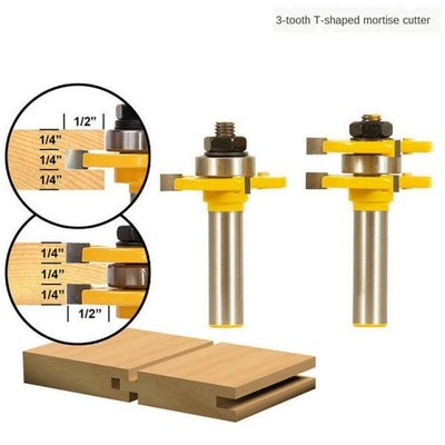 2Pcs 1/2 Inch Shank Tongue & Groove Joint Assemble Router Bi