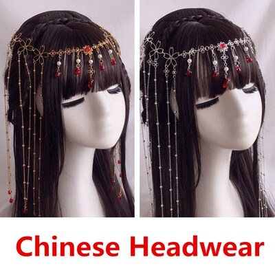 Waterdrop Pearl Tassel Hairpin Face Curtain Forehead Decorat