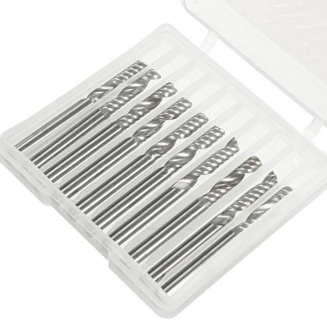 High Quality 10pcs/lot 1/8 CNC Bits Single Flute Spiral Rout