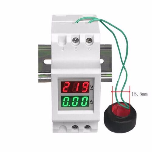 2P 36mm Din Rail Dual LED Voltage Current Meter Voltmeter Am