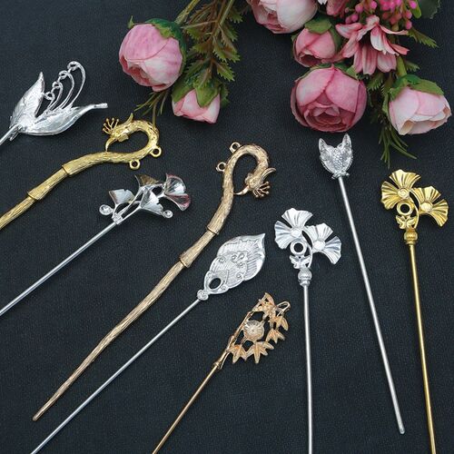 2020New Silver Gold Color Flower Hairpin Women Hairclip Tool