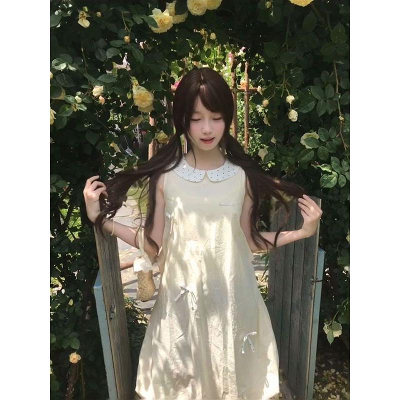 日系甜美娃娃领无袖连衣