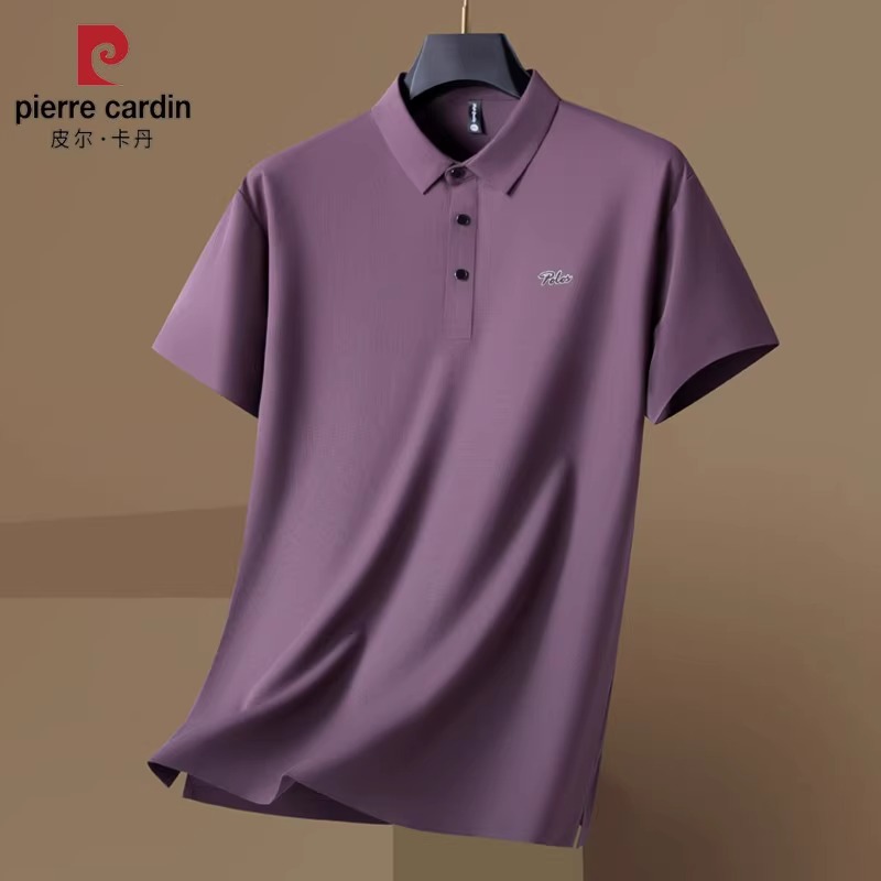 皮尔卡丹夏季新款正品冰丝速干弹力短袖t恤男翻领大码半袖polo衫