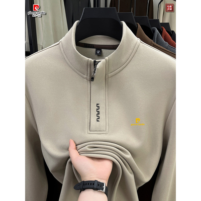 皮尔卡丹桑蚕丝立领男士卫衣