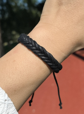 麻花编织蜡线复古做旧手链简约百搭情侣手绳可调学生代发可调批发