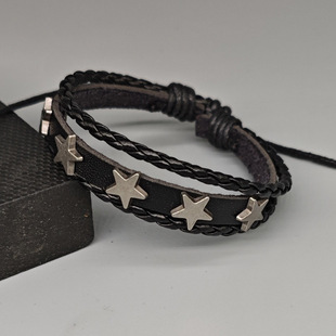 花百饰手链五角星简约手环可调节小众轻奢情侣学生抽绳流行黑手链