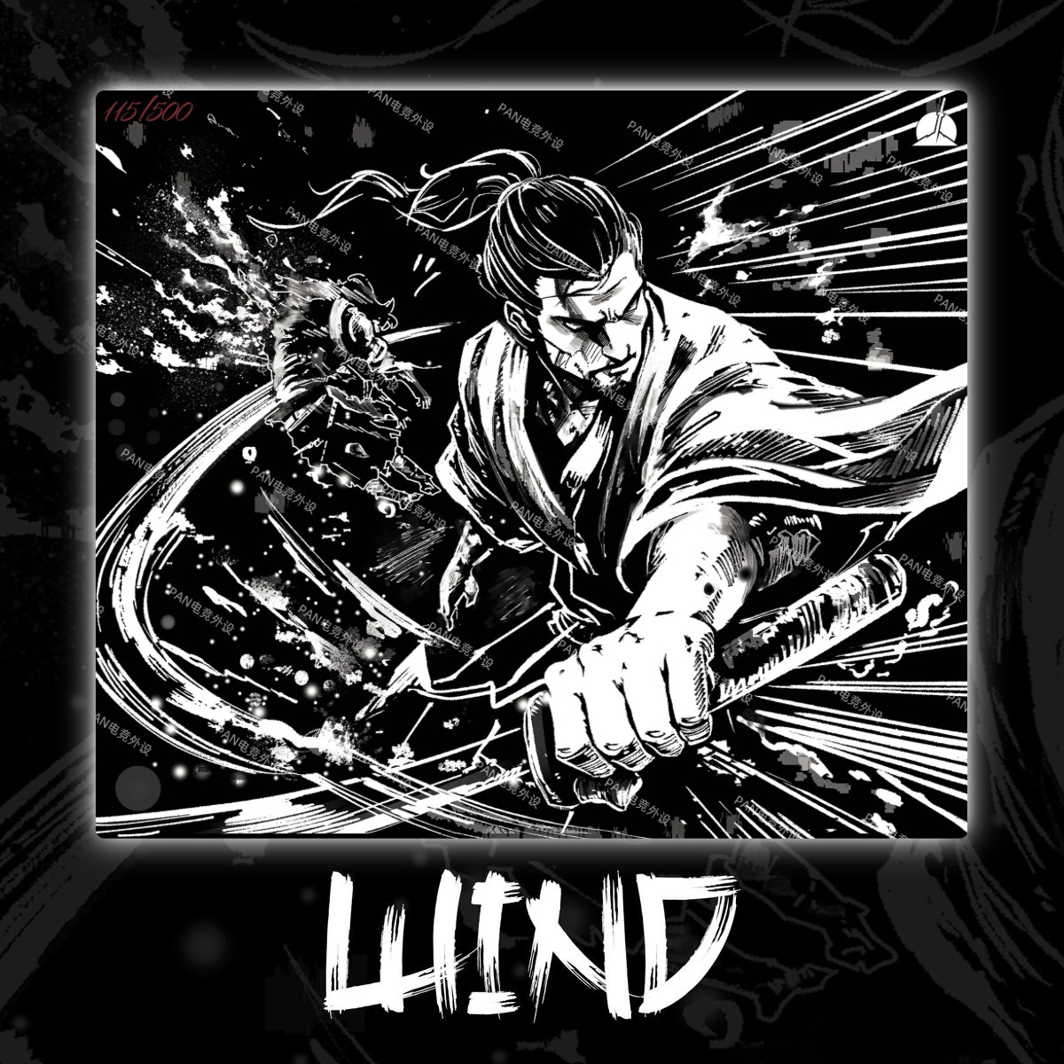 Musashi Wind日本二次元动漫武士电竞钢化玻璃鼠标垫FPS专用大号