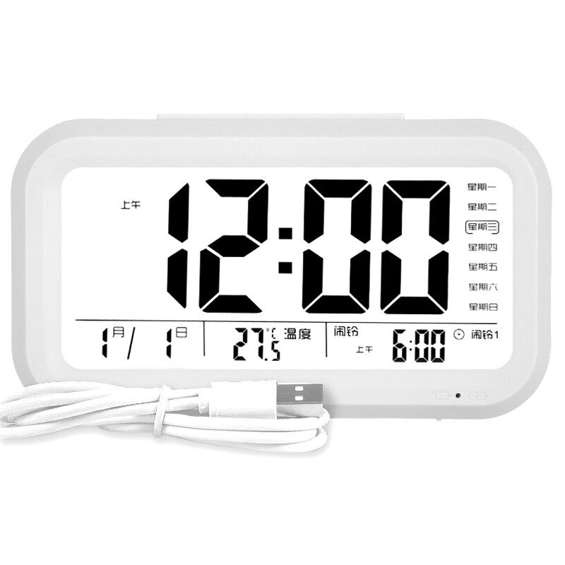 康巴丝（Compas）闹钟智能电子夜光聪明灯自动感光三组闹铃小闹钟