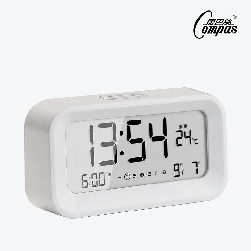康巴丝（Compas）多功能电子闹钟学生高中生背光电子时钟儿童节日