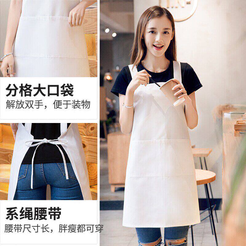 围裙白色纯棉家用厨房工作服餐饮专用女定制印字logo厨师围腰男士