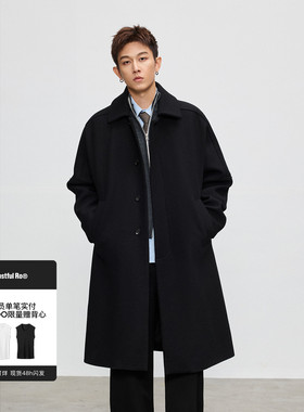 Costful Ro甄选50%绵羊毛粗斜毛呢大衣 巴尔马肯复古休闲大衣外套