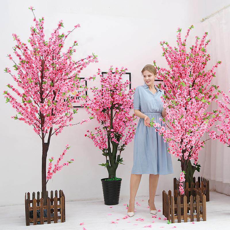 创意大型假花仿真花客厅装扮家居装饰桃花高塑料摆件盆栽落地摆设