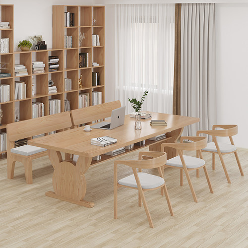 欧式兔头实木大书桌家用客厅双人学习桌办公桌大板桌工作台休闲 ?