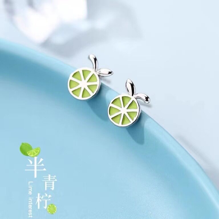 日系设计师topwhits925银日系小清新柠檬耳钉可爱风女甜美夏季