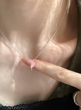 日系设计师topwhit银简约气质四芒星项链女小众设计感百搭通勤