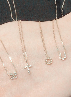 日式 马蹄迷你项链s925银镀14k金 幸运马蹄铁 U型叠戴锁骨链小众