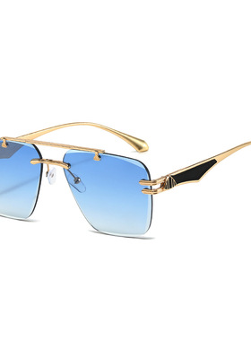 英国moleubak新款欧美风无框太阳镜渐变色墨镜金属质感画漆遮阳