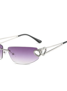 英国moleubak个性无框太阳镜 欧美嘻哈心连心切边金属时尚墨镜女