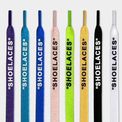 印字shoelaces鞋带联名ow英文字母扁平纯鞋带运动鞋彩色印字鞋带