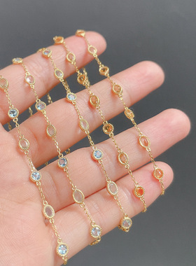 日本轻奢s925银14k金石手链能量系蓝拖帕黄水晶彩宝手链
