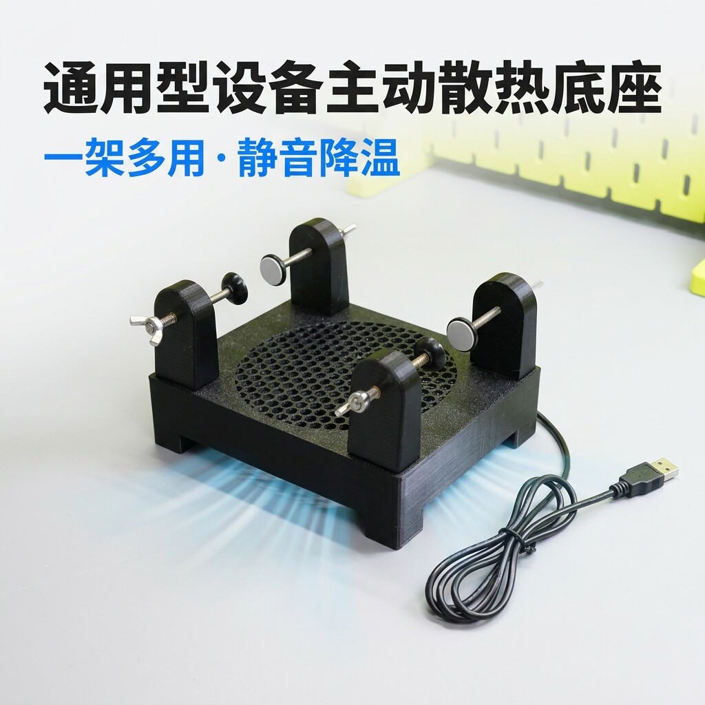 笔记本电脑电源散热器游戏本充电器降温底座适配器静音风扇冷却桌面固定座可调速智能温控拯救者光猫通用支架